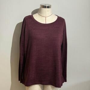 Lole Long Sleeve Open‎ Back Knit Shirt Women's Size S Yoga Burgundy